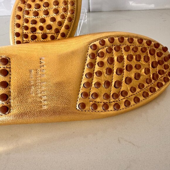 Ralph Lauren Purple Label Laine Driving Flats Gold Nappa Leather - Picture 6 of 11